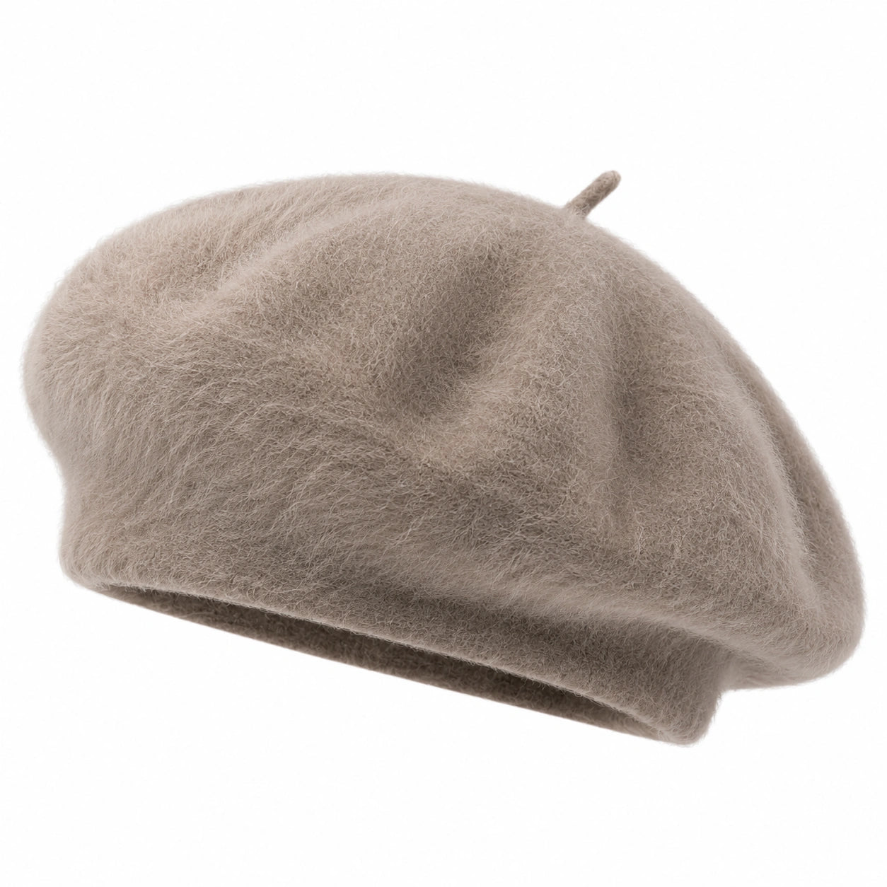 Baskenmütze Einheitsgröße Taupe flauschiges Textil klassischer Stil