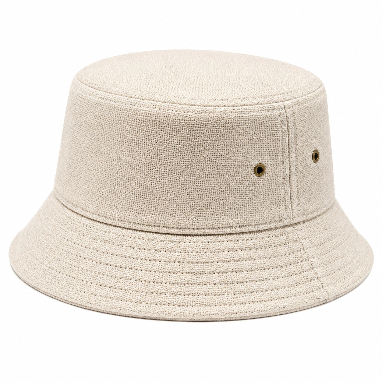 Bucket Hat Einheitsgröße aus strukturiertem Textil in Creme mit Belüftungsösen