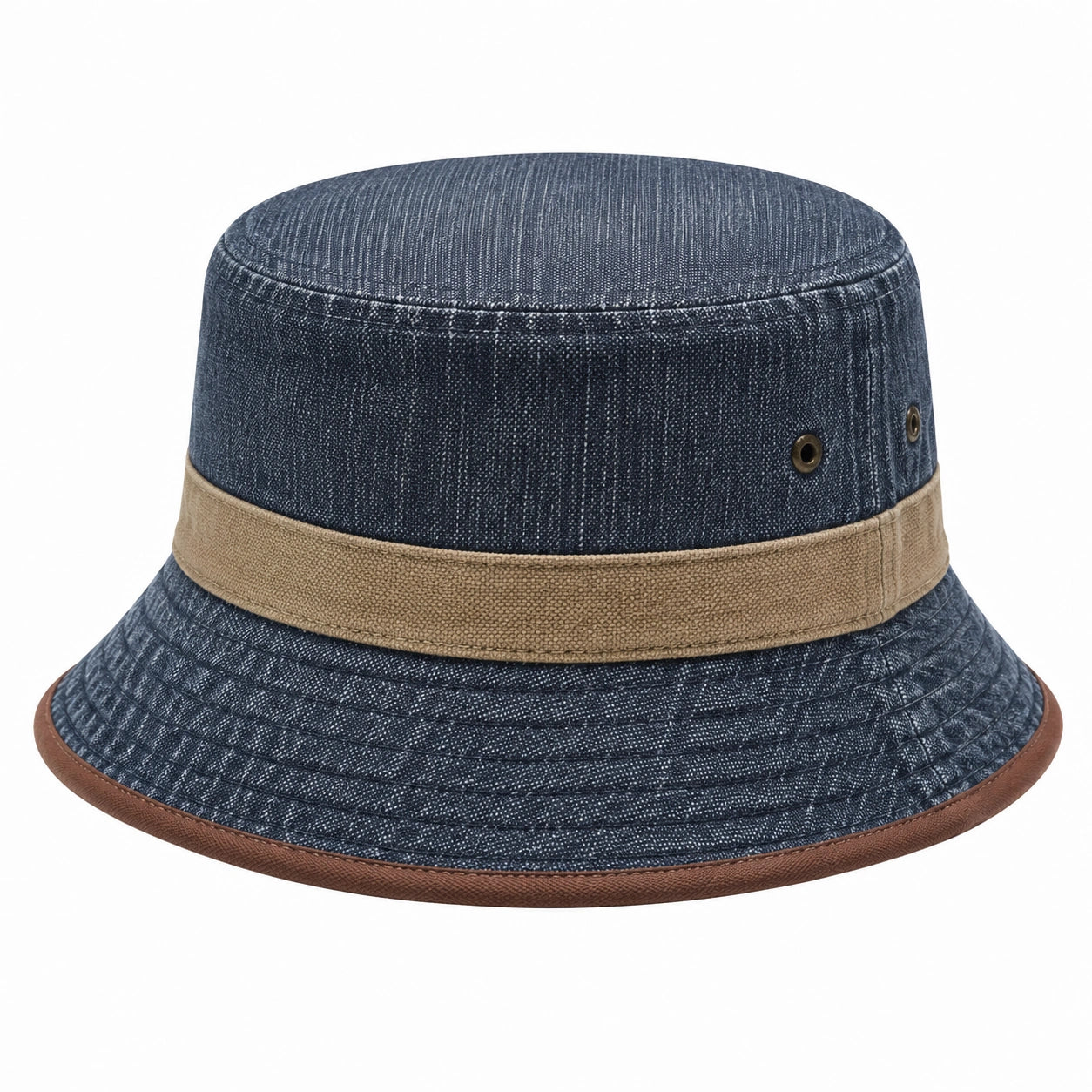 Anglerhut Einheitsgröße aus Textil in Dunkelblau Braun für Alltag im Bucket-Stil
