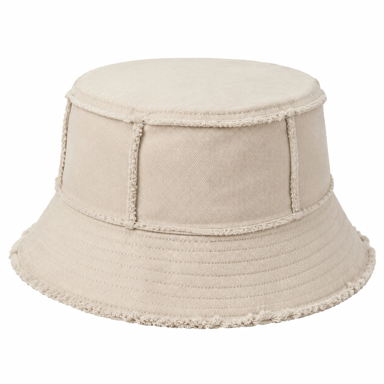 Fischerhut Einheitsgröße aus Textil in Creme mit Fransensaum für Freizeit