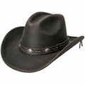 Cowboyhut Einheitsgröße in Schwarz aus Kunstleder mit Vintage-Optik