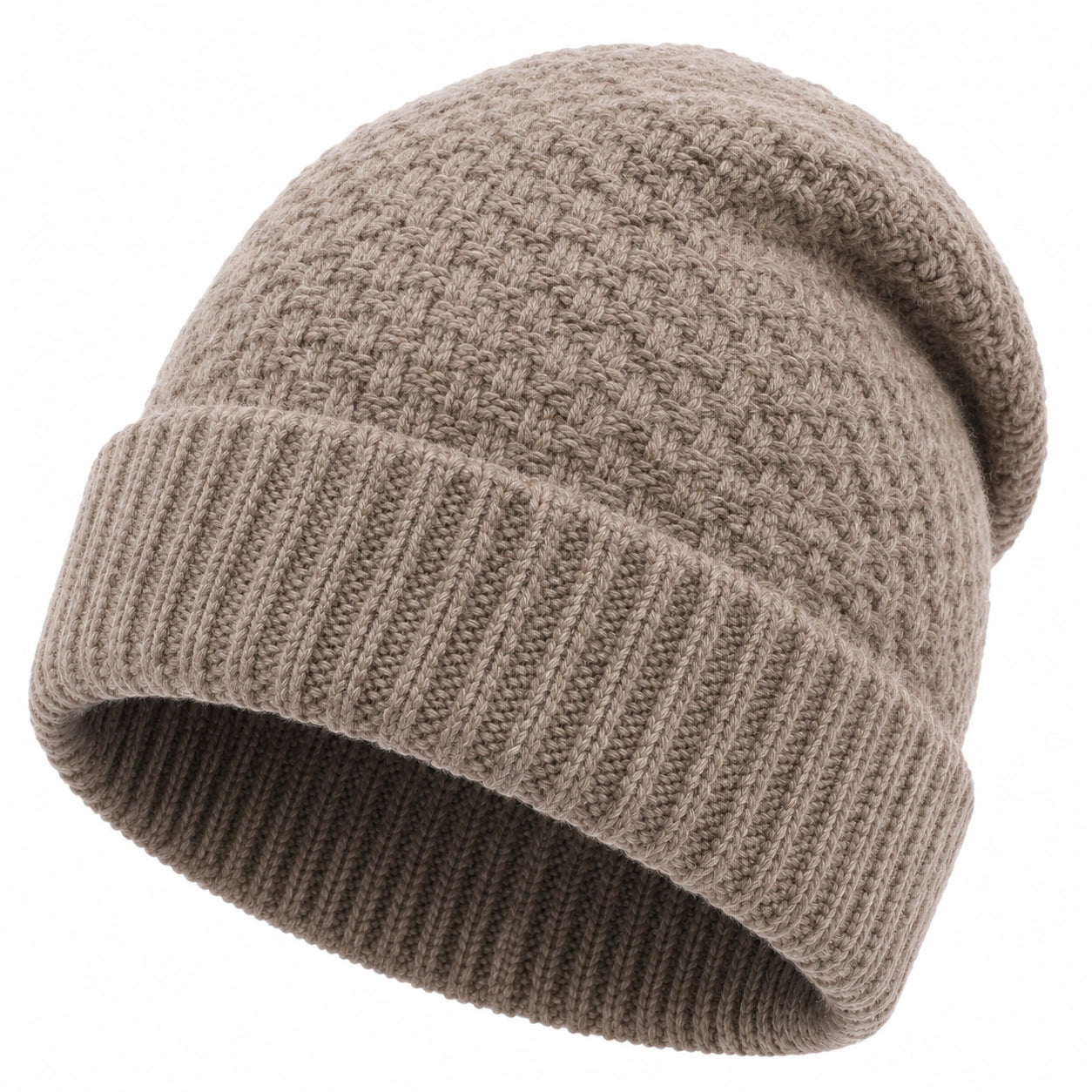 Strickmütze Einheitsgröße Taupe mit Umschlag wärmend