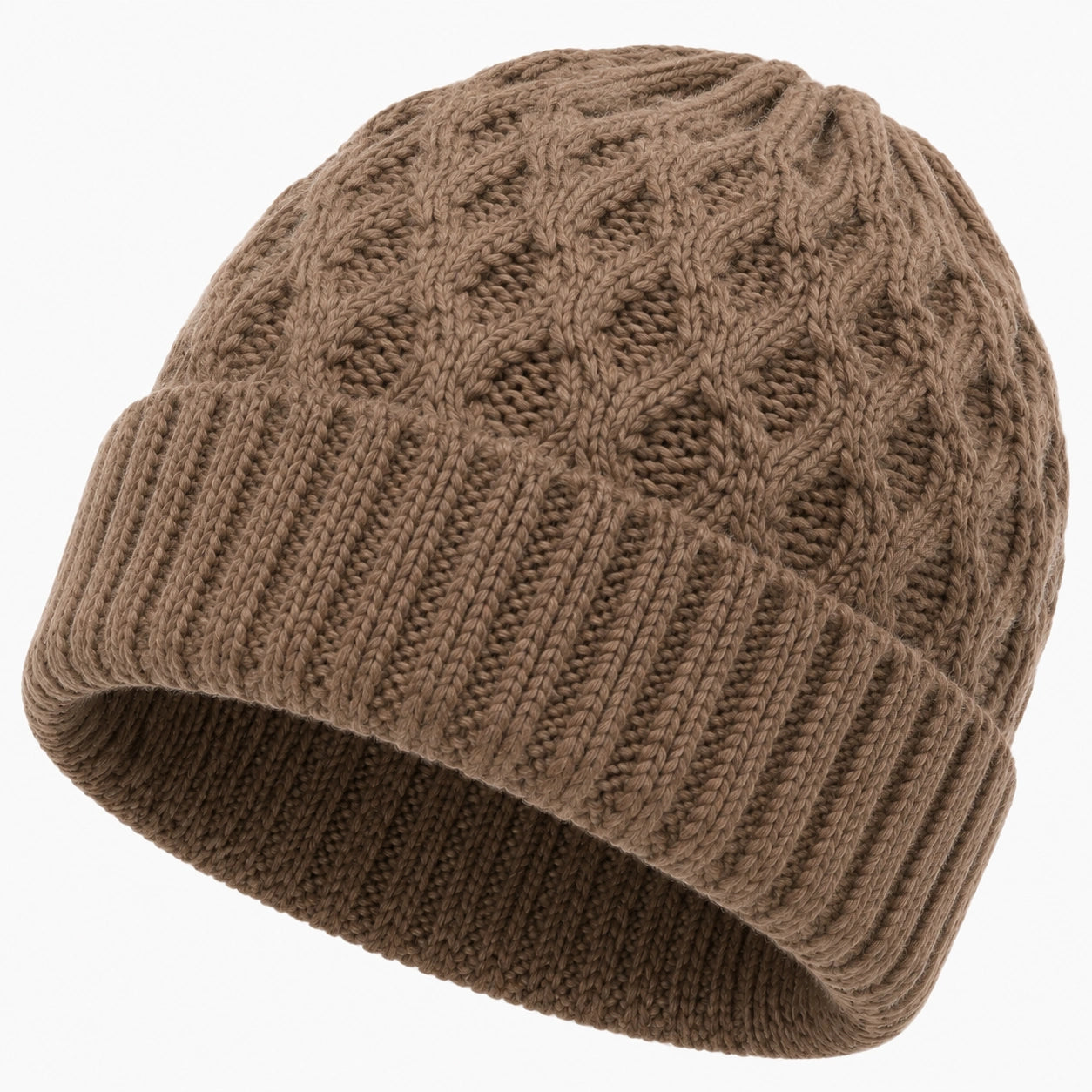 Strickmütze Einheitsgröße Braun mit Umschlag für den Alltag