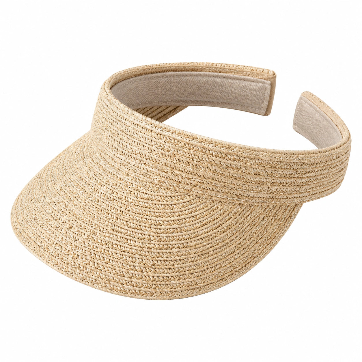 Sonnenvisier Einheitsgröße aus geflochtenem Stroh Beige verstellbar