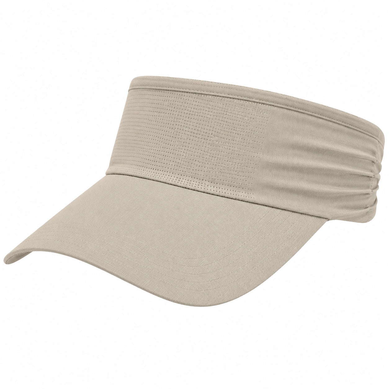 Sonnenvisier Einheitsgröße aus Textil in Beige mit gebogenem Schirm und atmungsaktiven Einsätzen