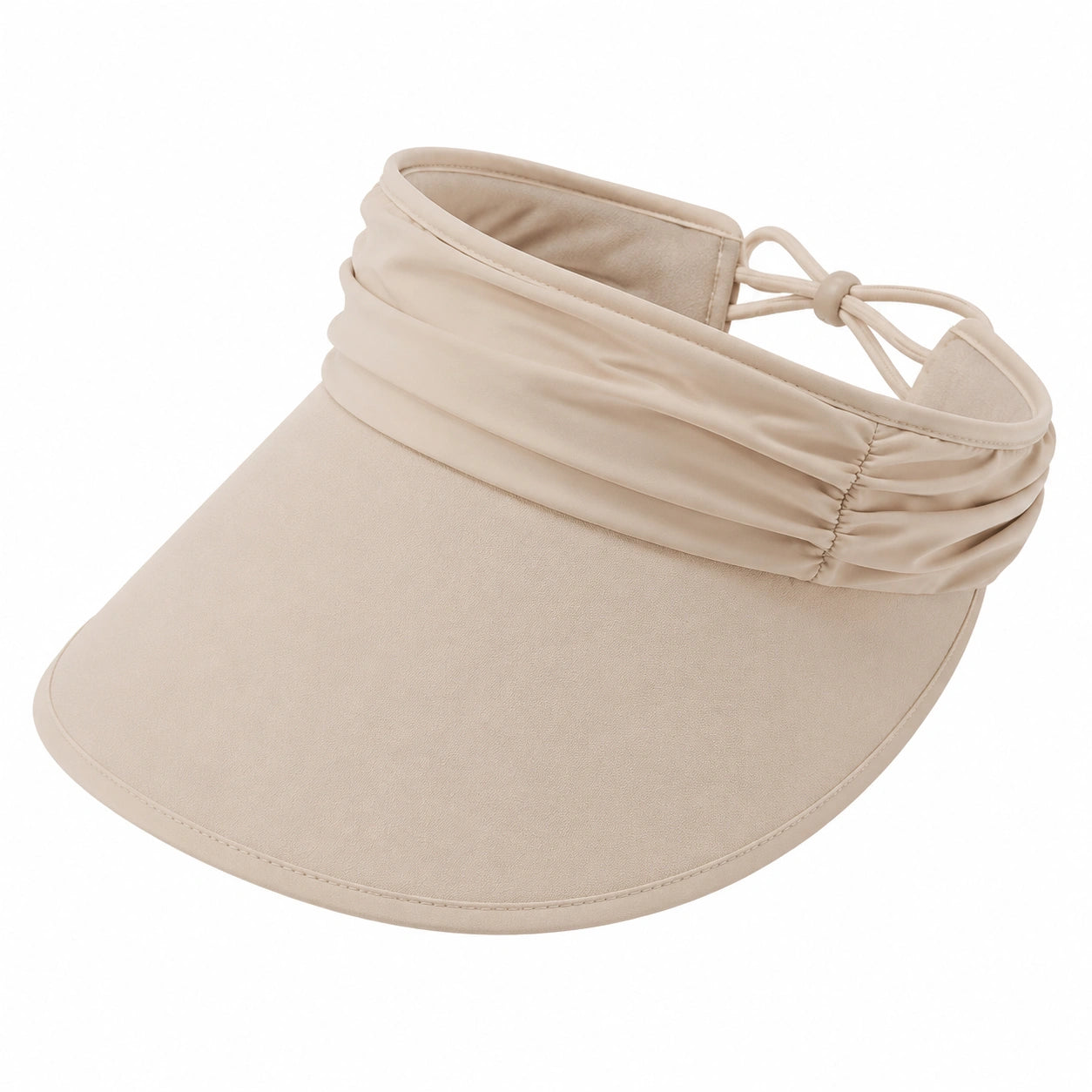 Sonnenvisier Einheitsgröße Beige gerafft mit Bindeband